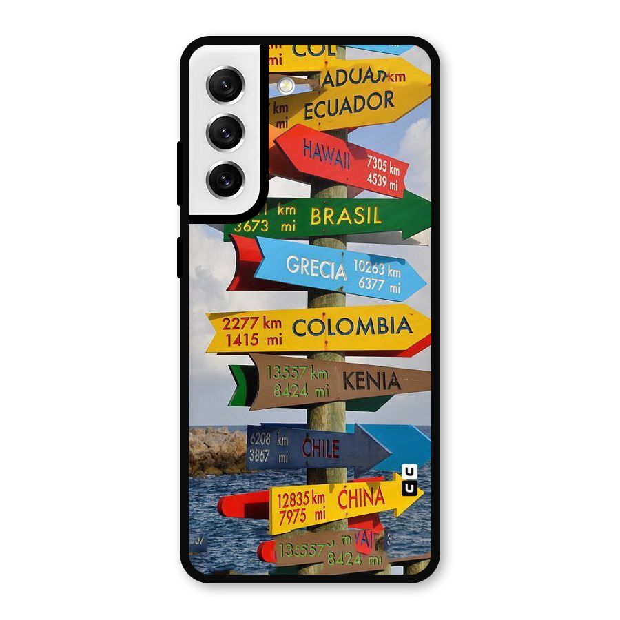 Travel Directions Metal Back Case for Galaxy S21 FE 5G