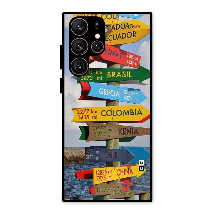Travel Directions Metal Back Case for Galaxy S22 Ultra 5G