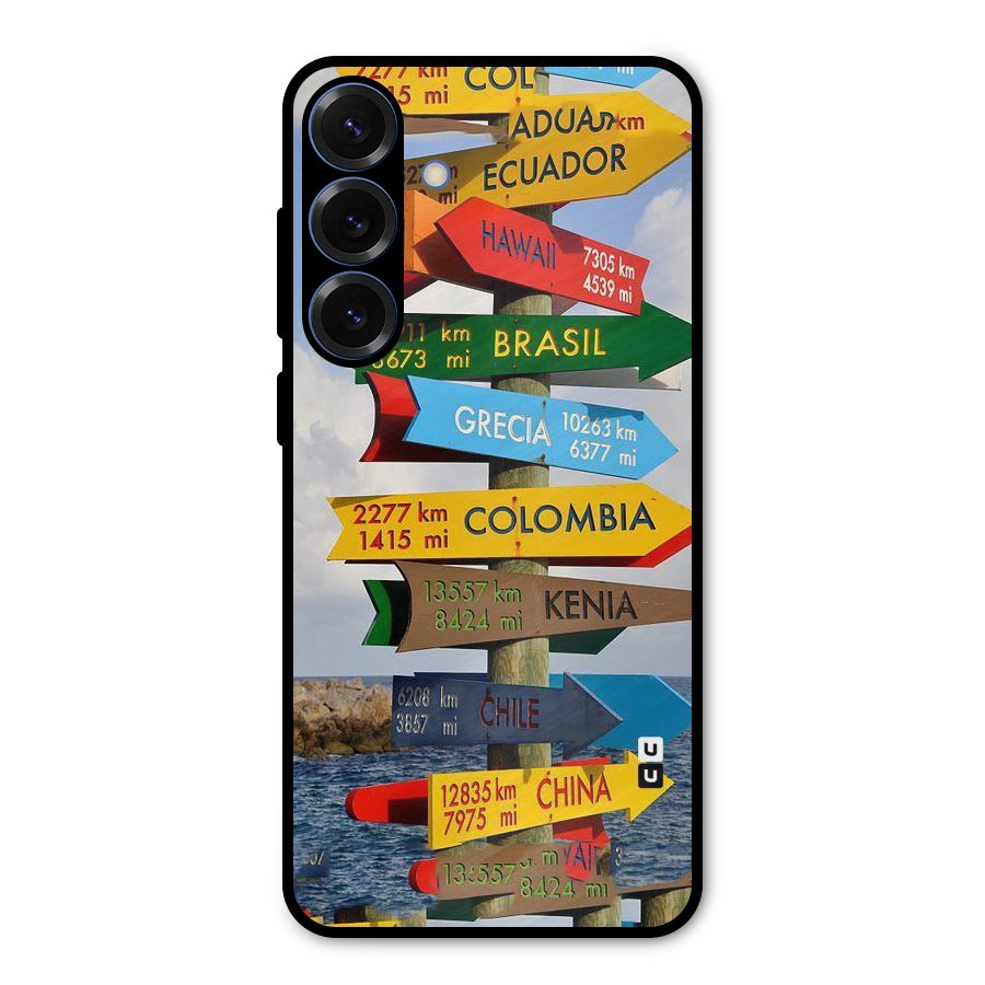 Travel Directions Metal Back Case for Galaxy S25 Plus
