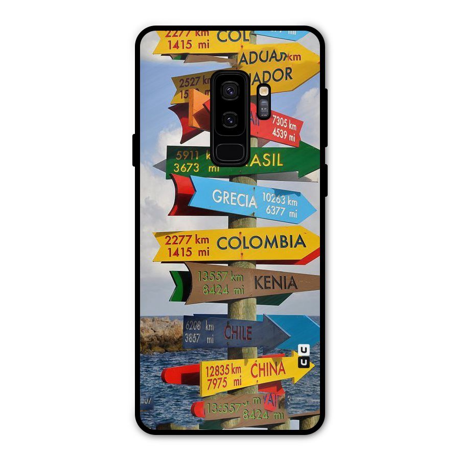 Travel Directions Metal Back Case for Galaxy S9 Plus