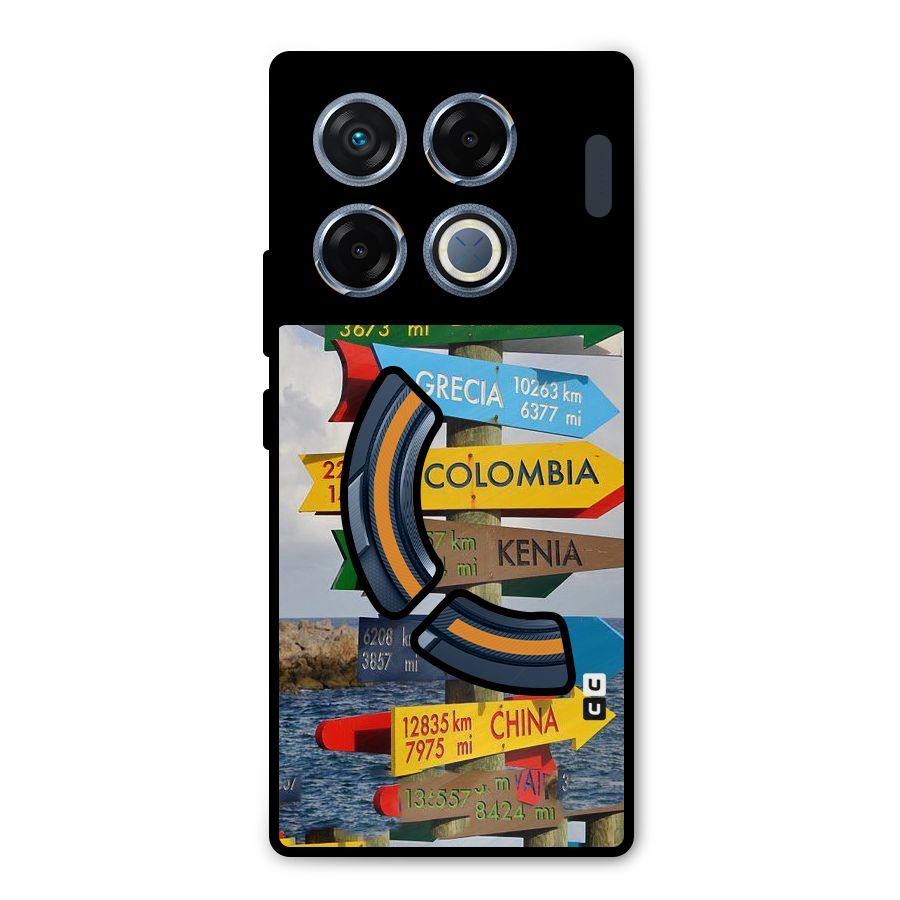 Travel Directions Metal Back Case for Infinix GT 20 Pro