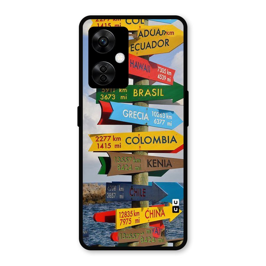Travel Directions Metal Back Case for OnePlus Nord CE 3 Lite