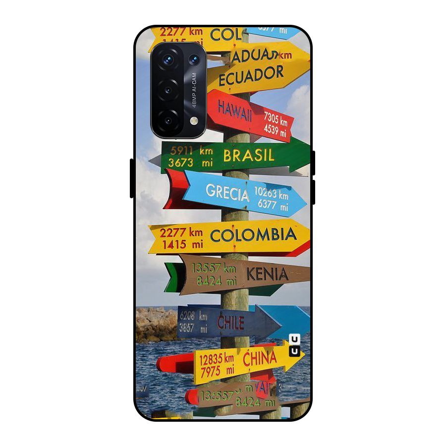 Travel Directions Metal Back Case for Oppo A74 5G