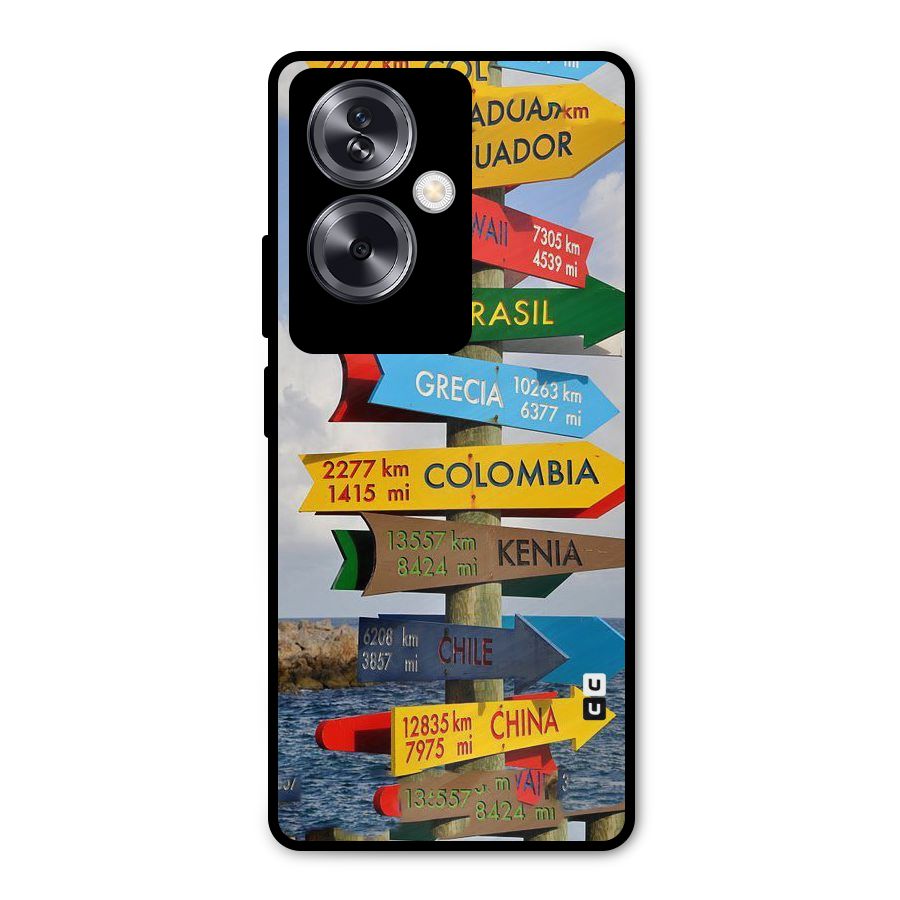 Travel Directions Metal Back Case for Oppo A79 5G