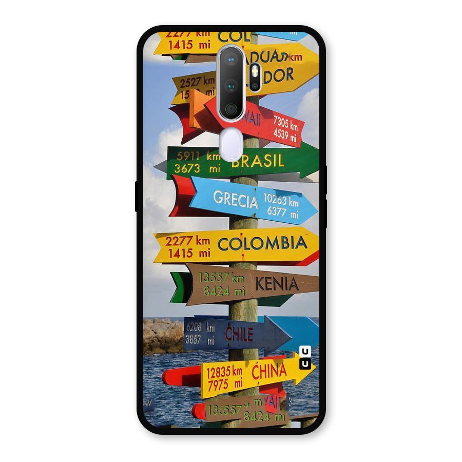 Travel Directions Metal Back Case for Oppo A9 (2020)
