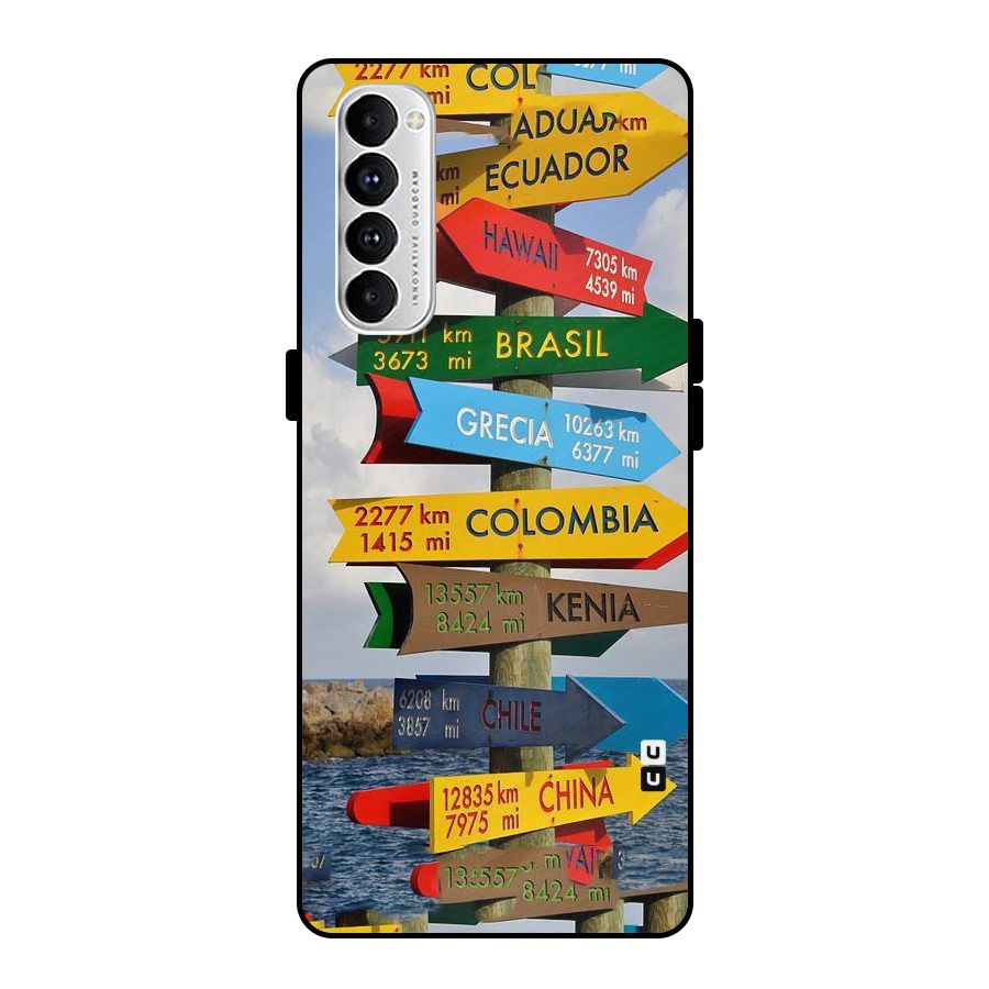 Travel Directions Metal Back Case for Oppo Reno4 Pro
