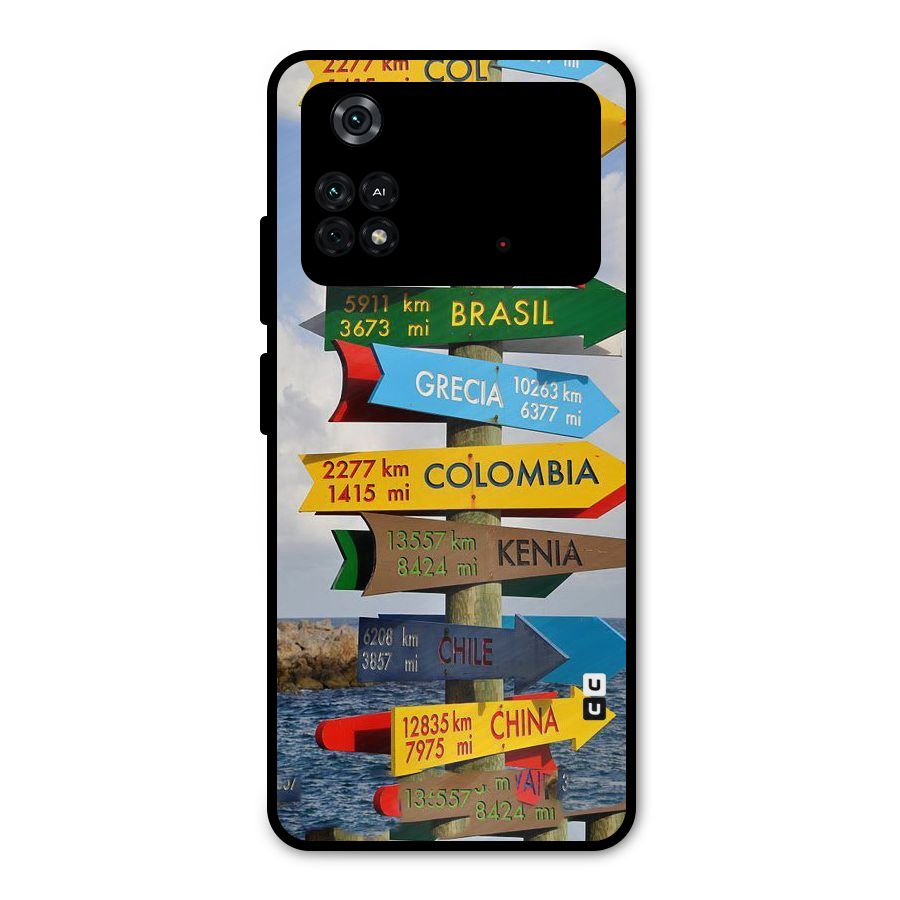 Travel Directions Metal Back Case for Poco M4 Pro 4G