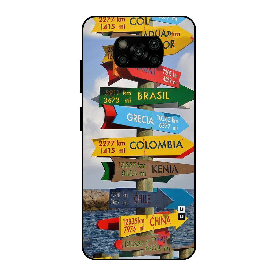 Travel Directions Metal Back Case for Poco X3