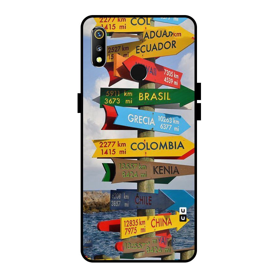 Travel Directions Metal Back Case for Realme 3