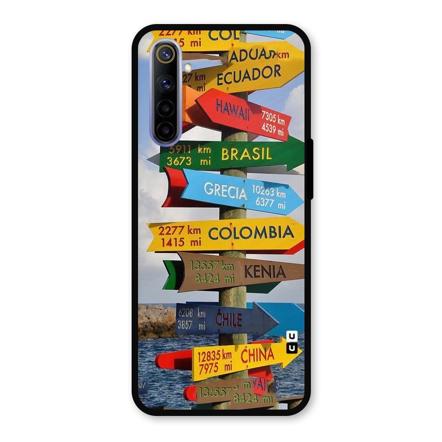 Travel Directions Metal Back Case for Realme 6