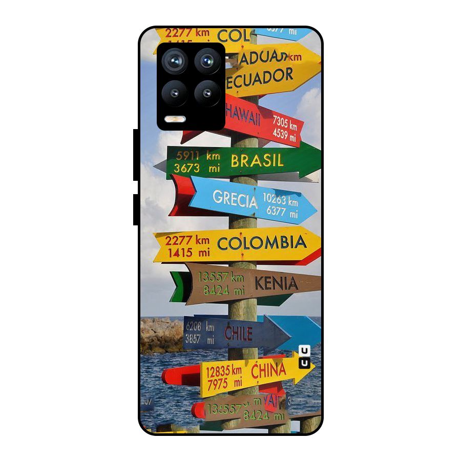 Travel Directions Metal Back Case for Realme 8 Pro