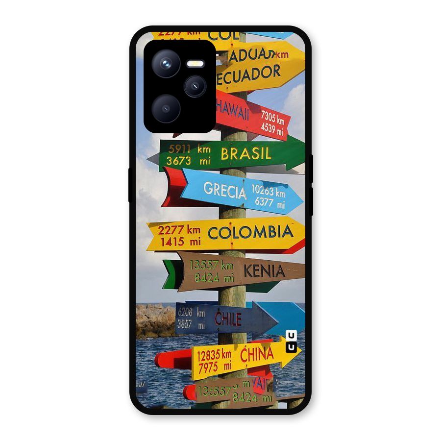 Travel Directions Metal Back Case for Realme C35