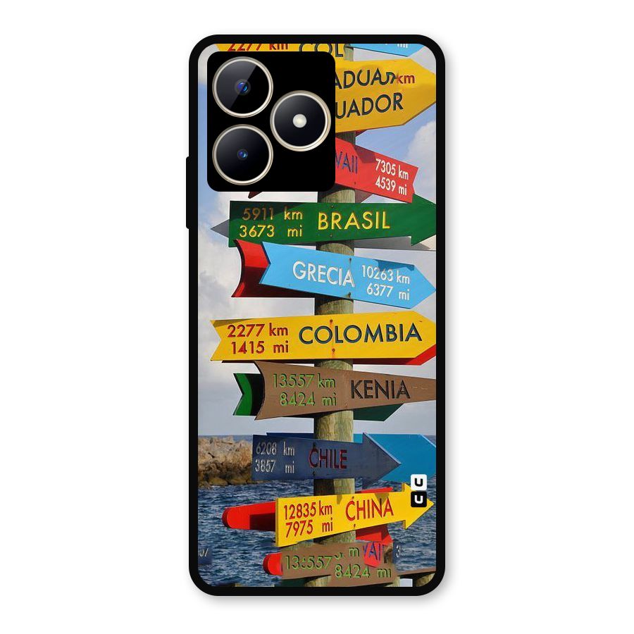 Travel Directions Metal Back Case for Realme C53
