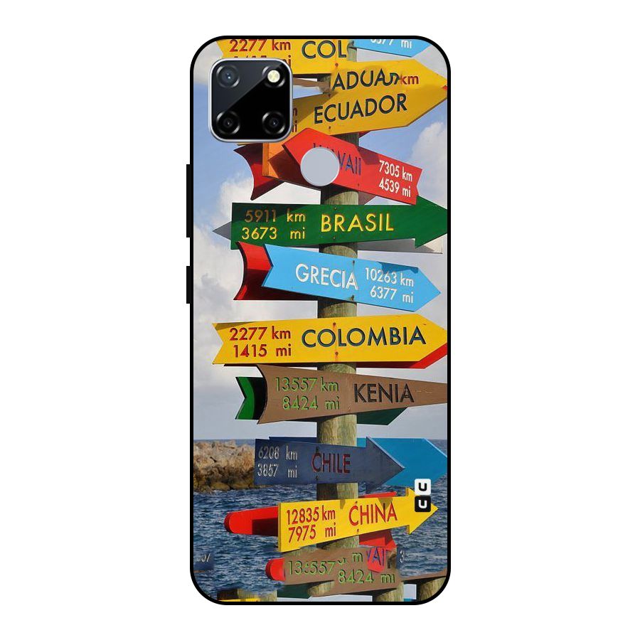 Travel Directions Metal Back Case for Realme Narzo 30A