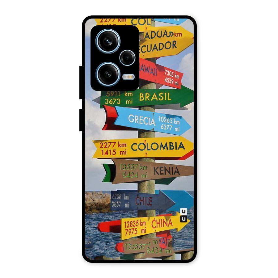 Travel Directions Metal Back Case for Redmi Note 12 Pro