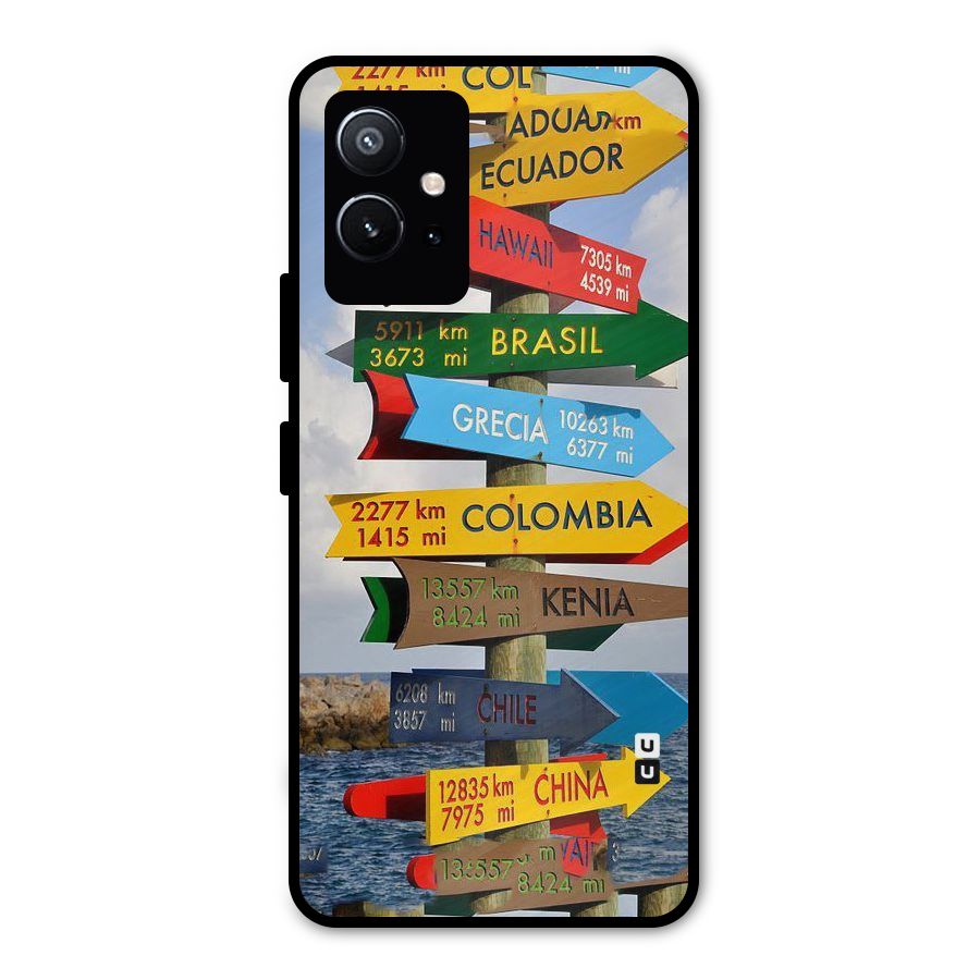 Travel Directions Metal Back Case for Vivo T1 5G