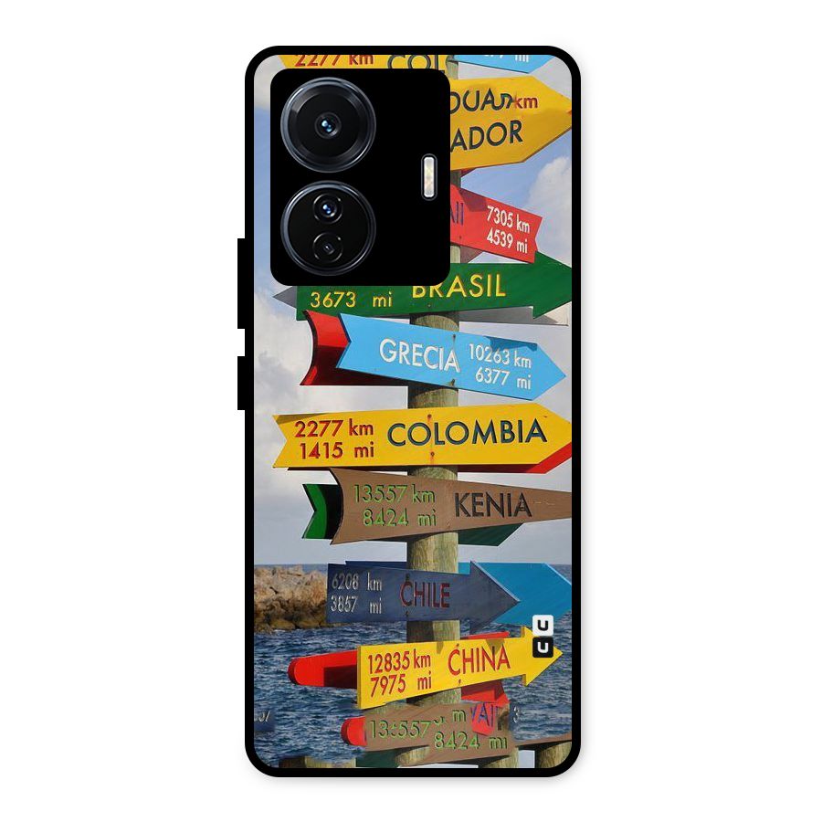 Travel Directions Metal Back Case for Vivo T1 Pro