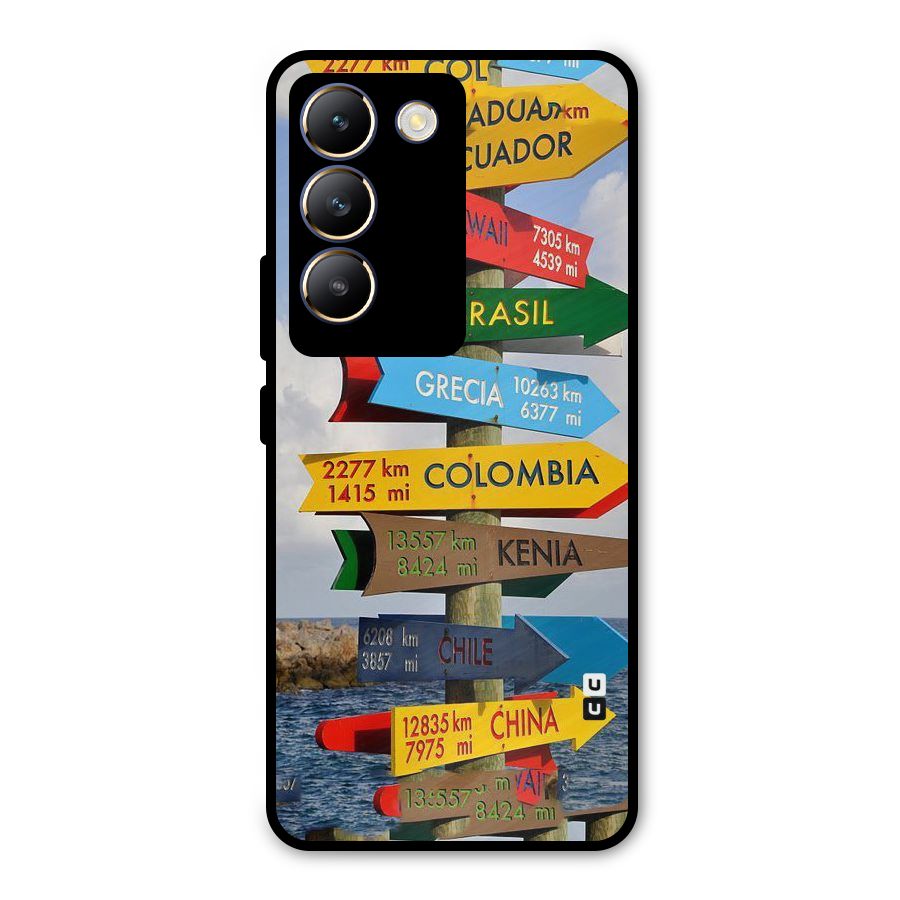 Travel Directions Metal Back Case for Vivo T3 5G