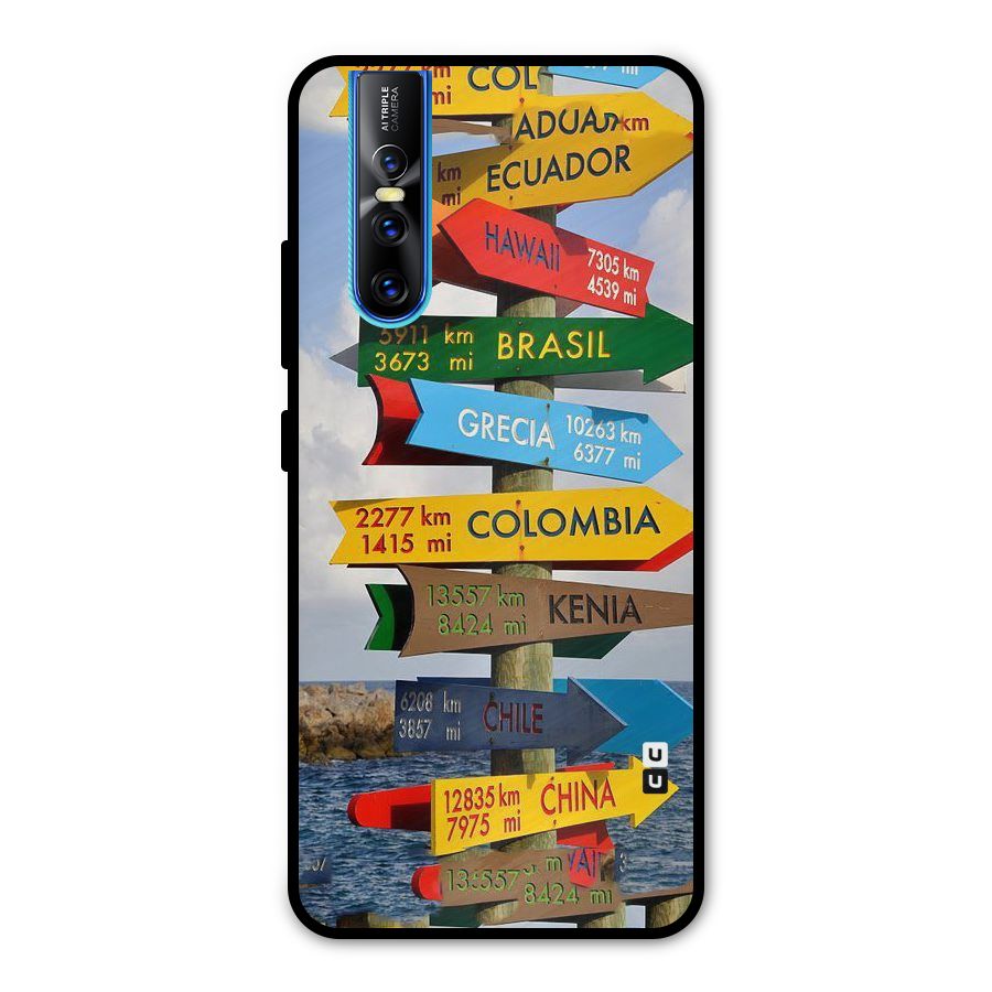 Travel Directions Metal Back Case for Vivo V15 Pro