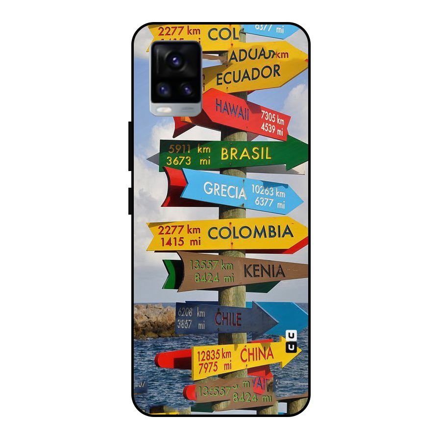 Travel Directions Metal Back Case for Vivo V20