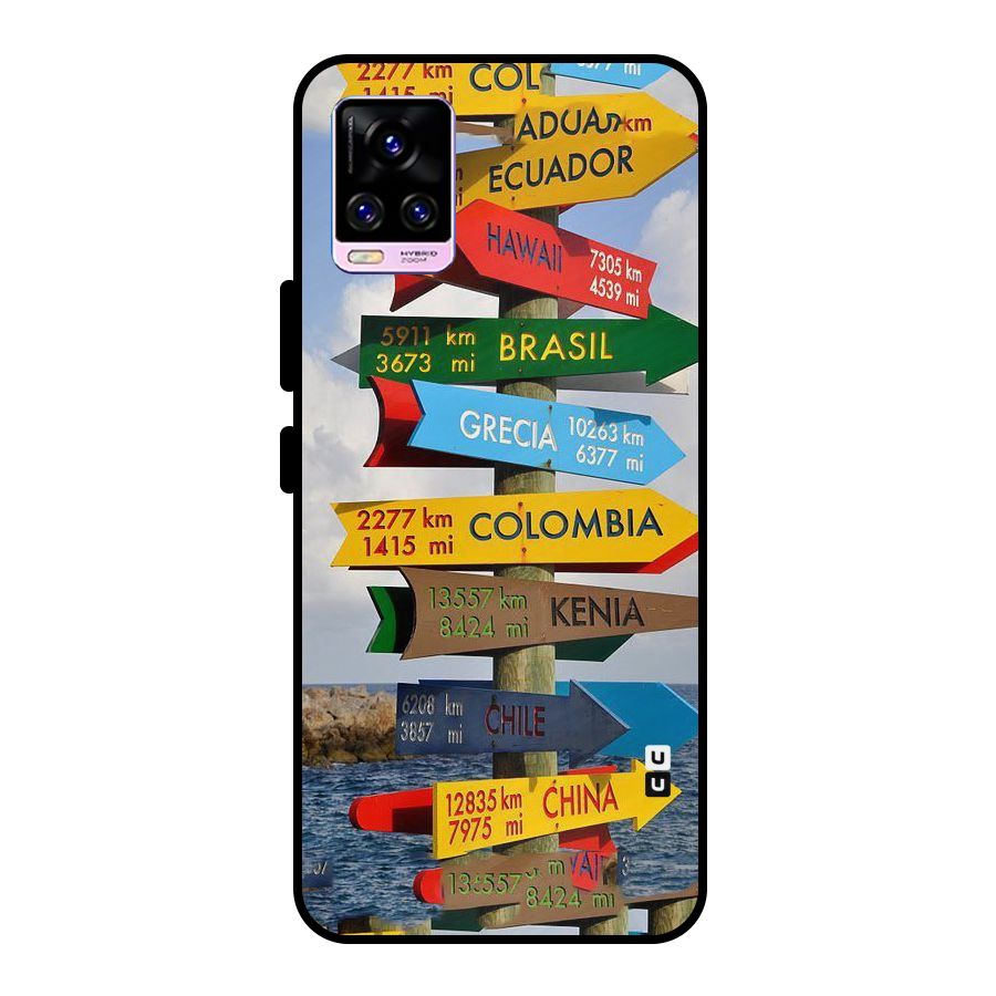 Travel Directions Metal Back Case for Vivo V20 Pro