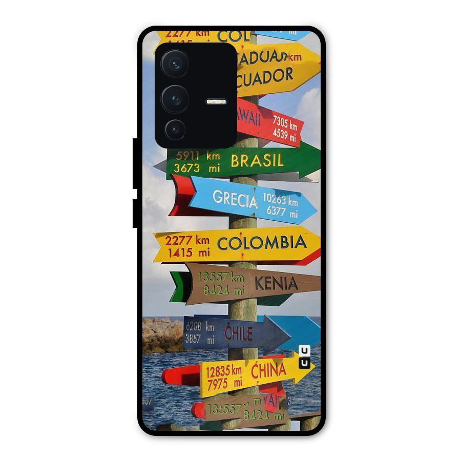 Travel Directions Metal Back Case for Vivo V23 Pro