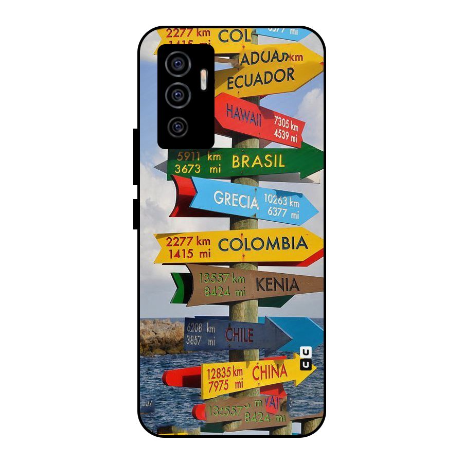 Travel Directions Metal Back Case for Vivo V23e