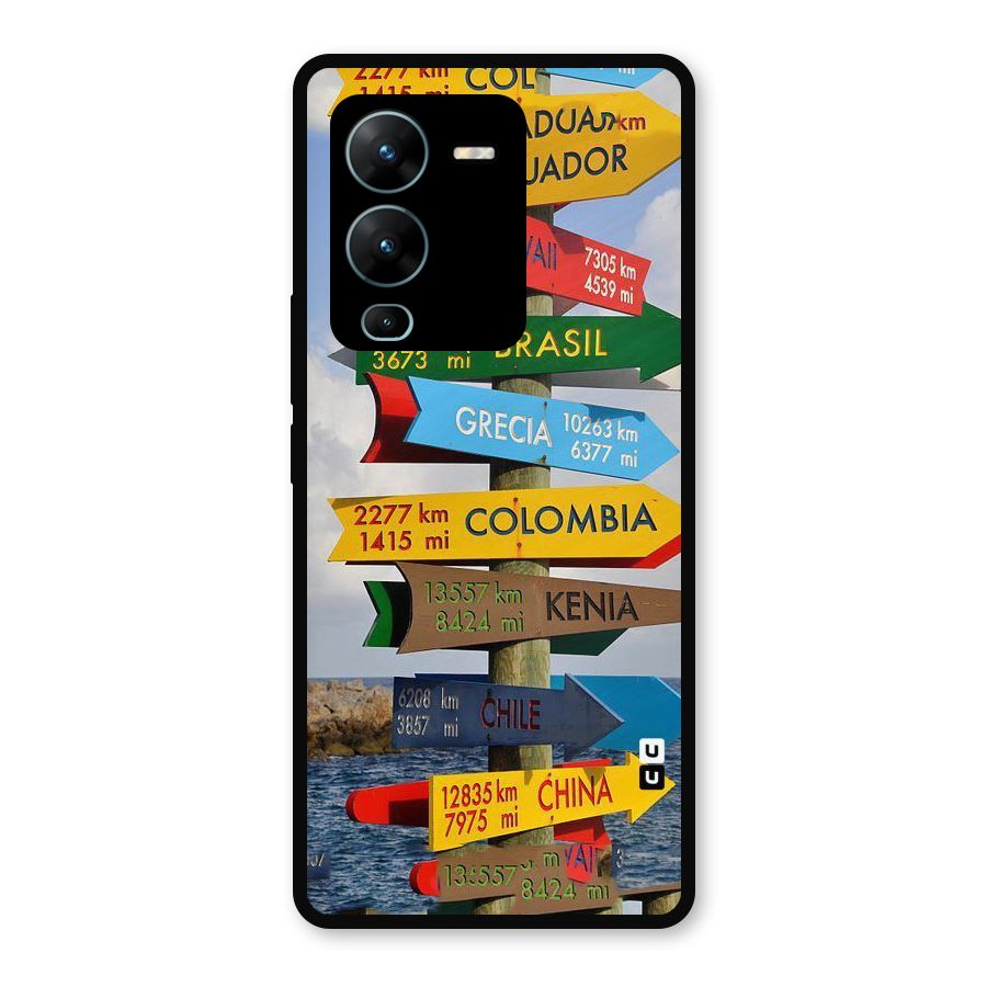 Travel Directions Metal Back Case for Vivo V25 Pro