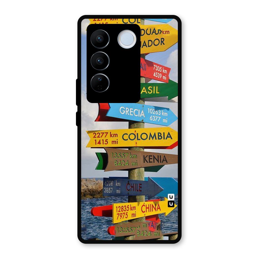 Travel Directions Metal Back Case for Vivo V27