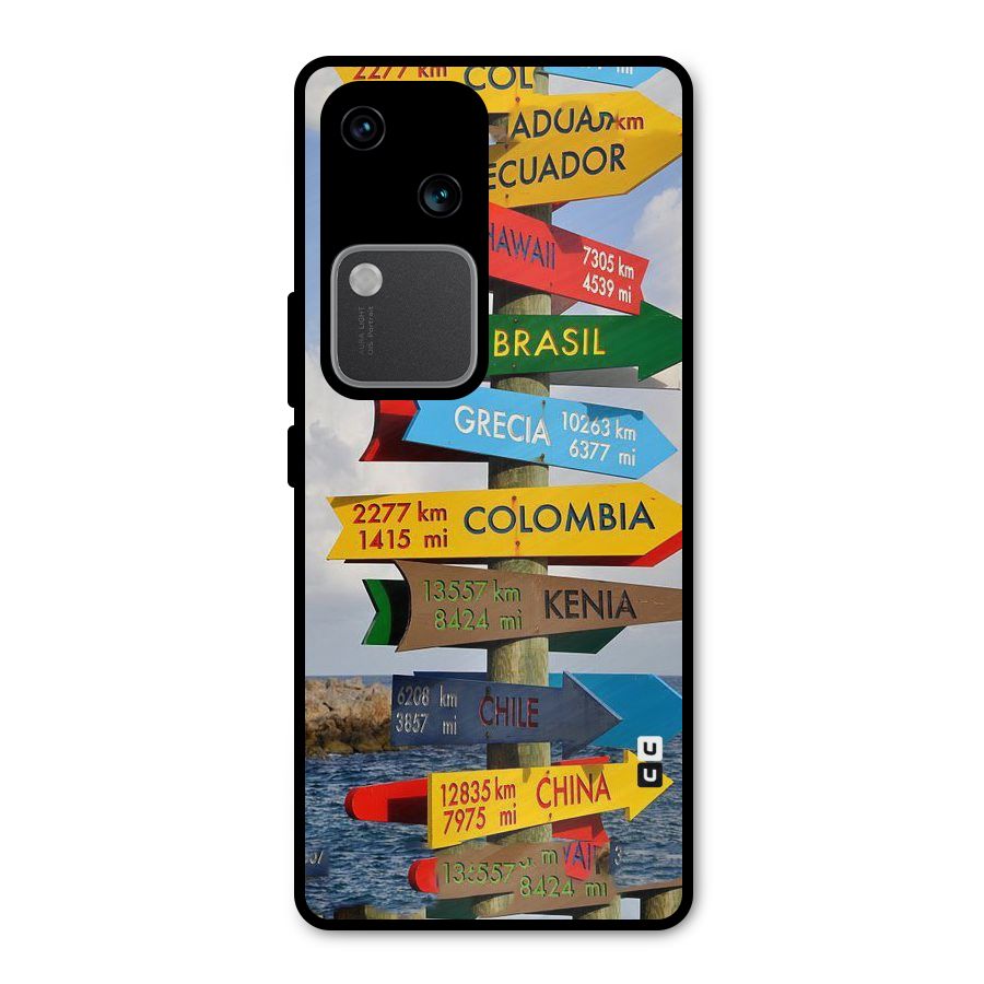 Travel Directions Metal Back Case for Vivo V30