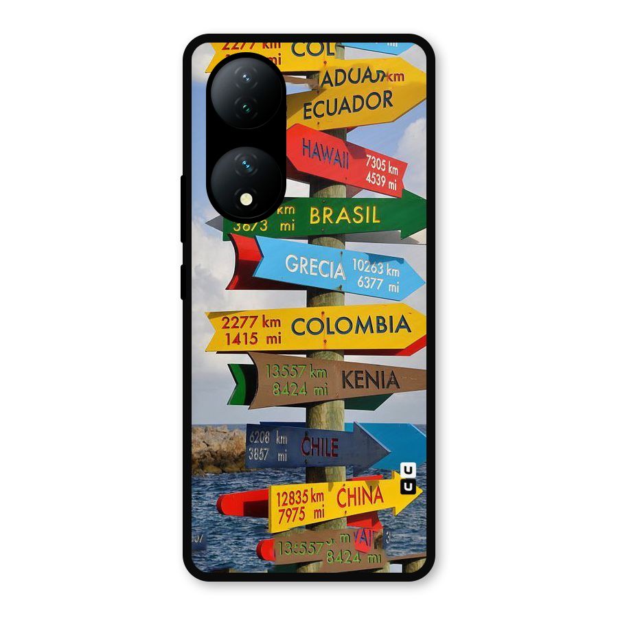 Travel Directions Metal Back Case for Vivo Y100a
