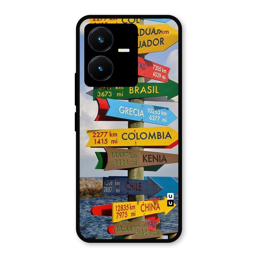 Travel Directions Metal Back Case for Vivo Y22