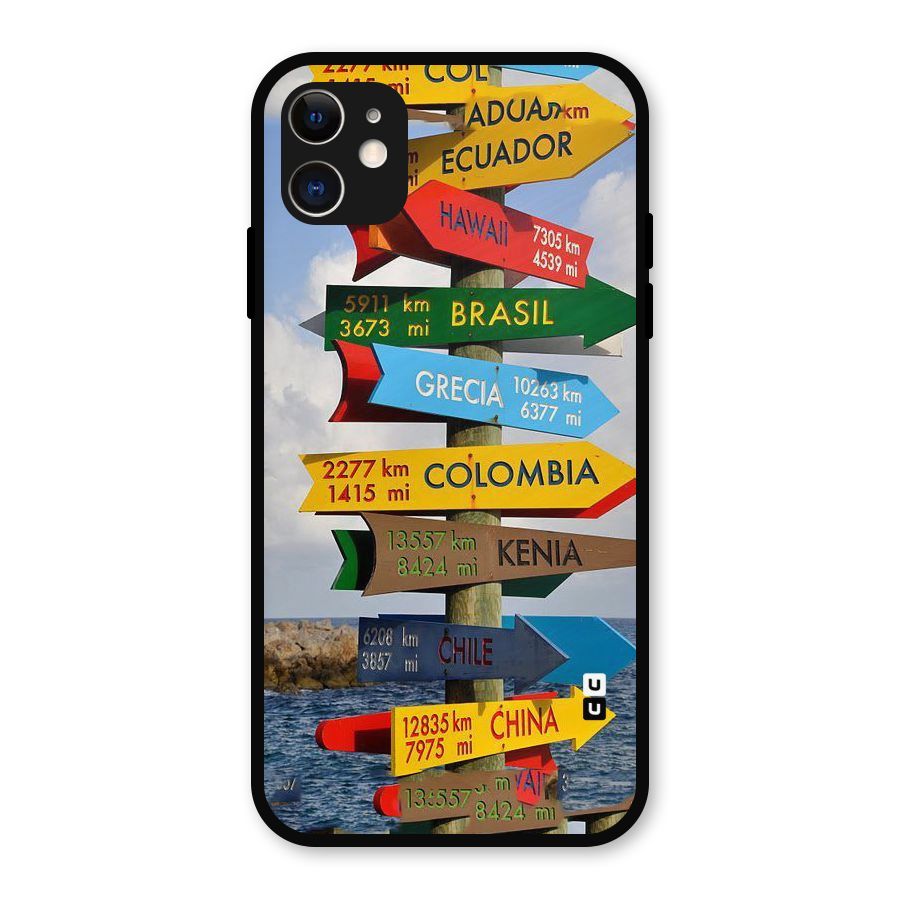 Travel Directions Metal Back Case for iPhone 11