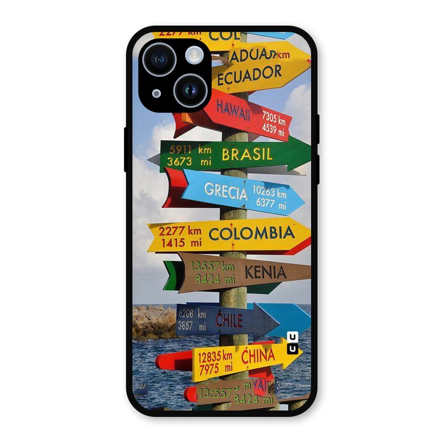 Travel Directions Metal Back Case for iPhone 14