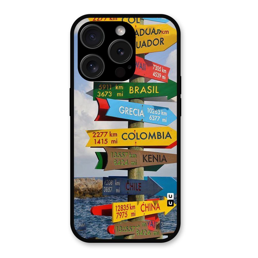 Travel Directions Metal Back Case for iPhone 15 Pro