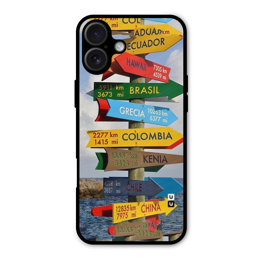 Travel Directions Metal Back Case for iPhone 16 Plus