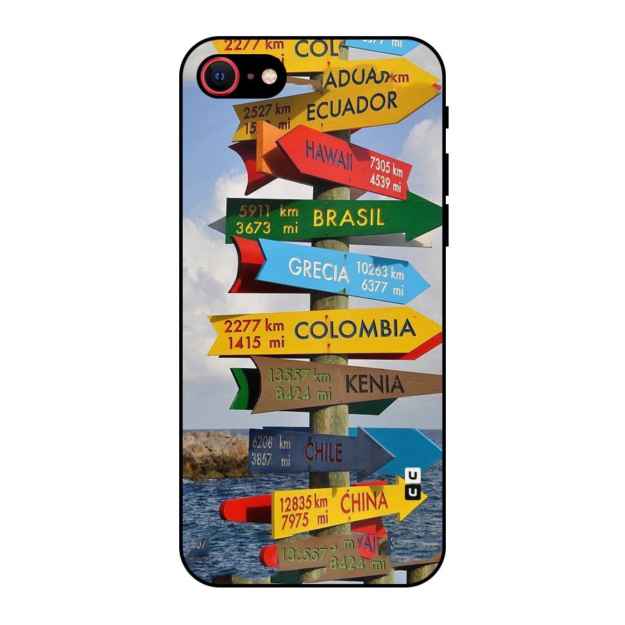 Travel Directions Metal Back Case for iPhone 8