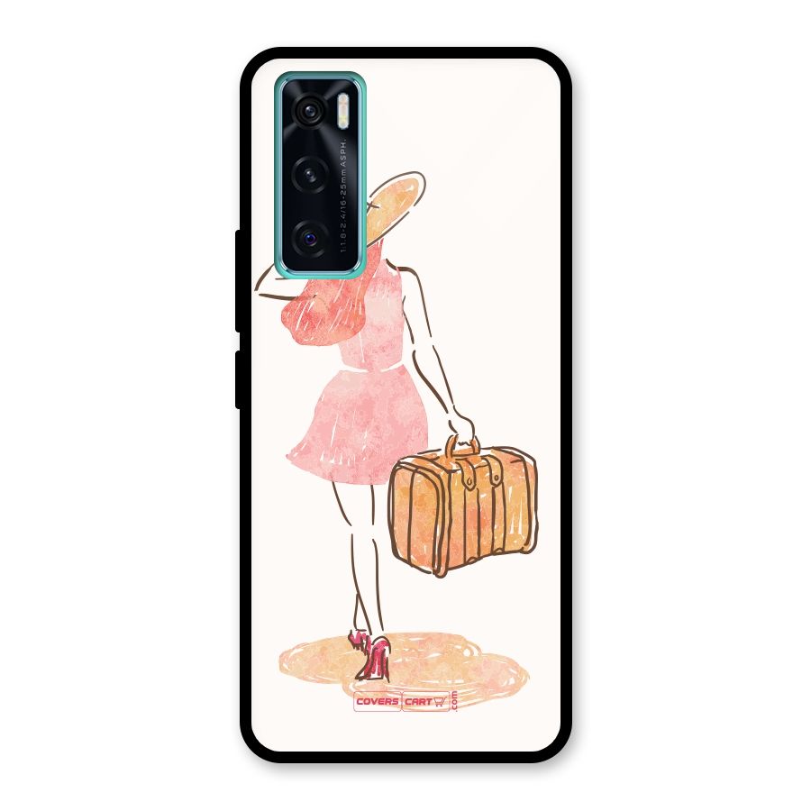 Travel Girl Glass Back Case for Vivo V20 SE