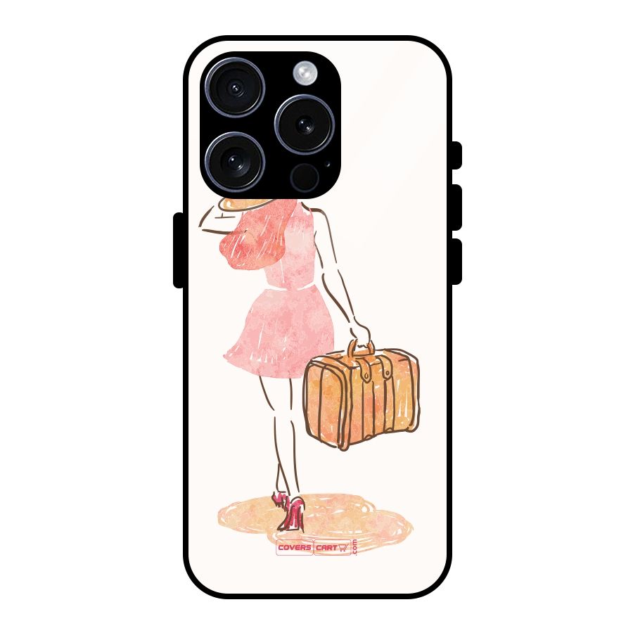 Travel Girl Glass Back Case for iPhone 15 Pro