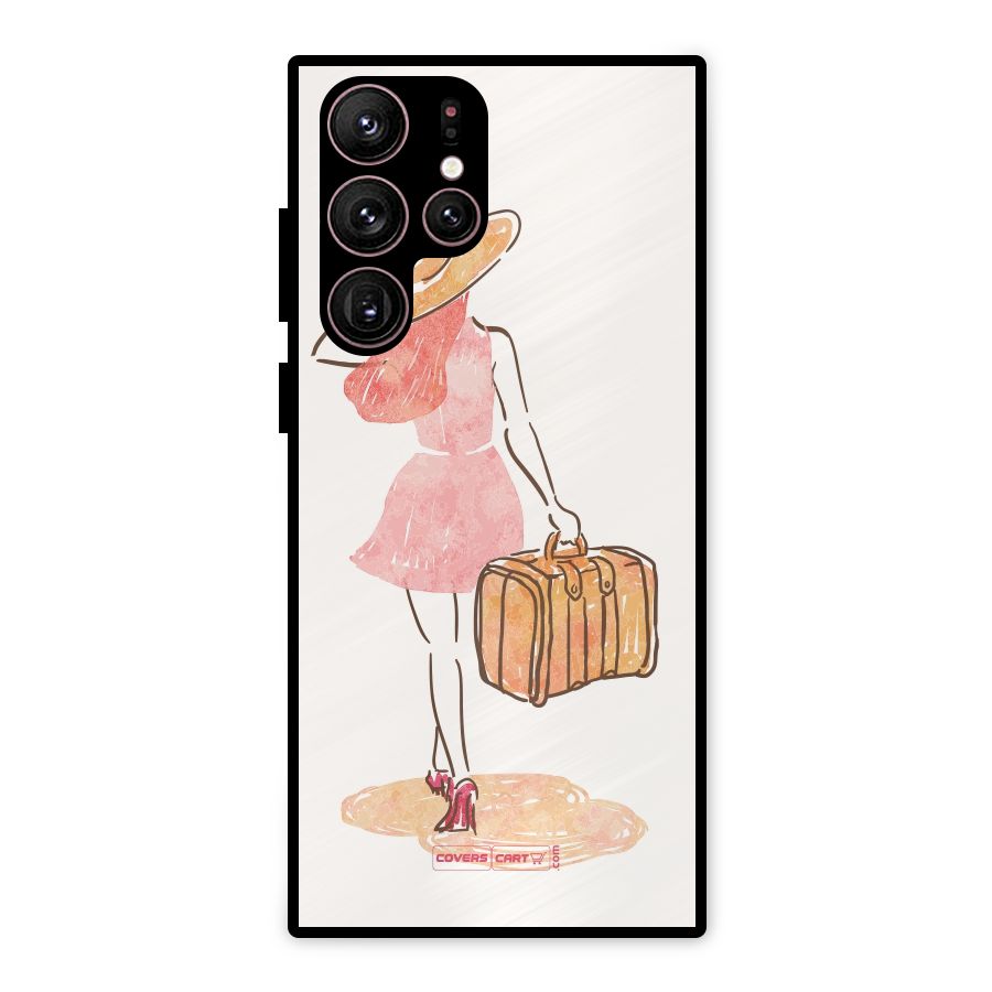 Travel Girl Metal Back Case for Galaxy S22 Ultra 5G