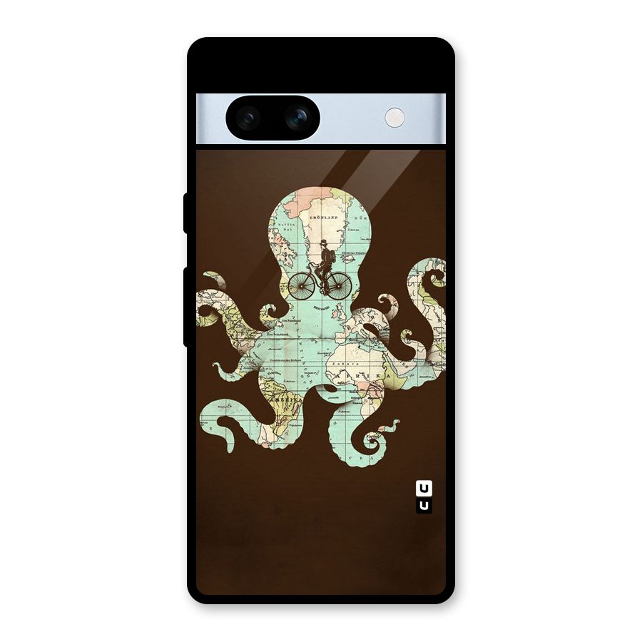 Travel Octopus Glass Back Case for Google Pixel 7a