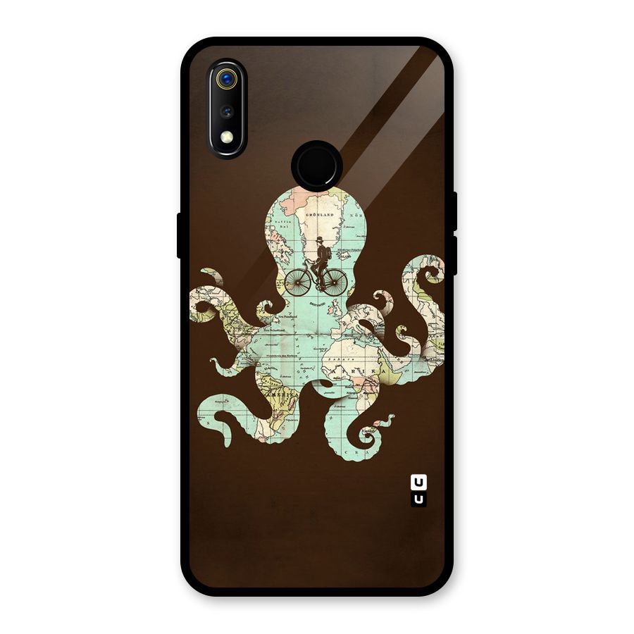 Travel Octopus Glass Back Case for Realme 3i