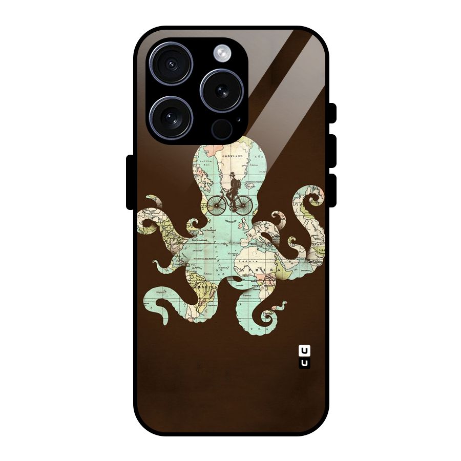 Travel Octopus Glass Back Case for iPhone 15 Pro