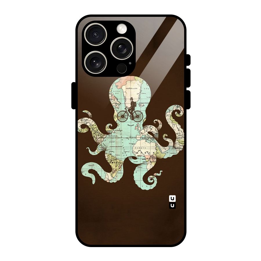 Travel Octopus Glass Back Case for iPhone 15 Pro Max