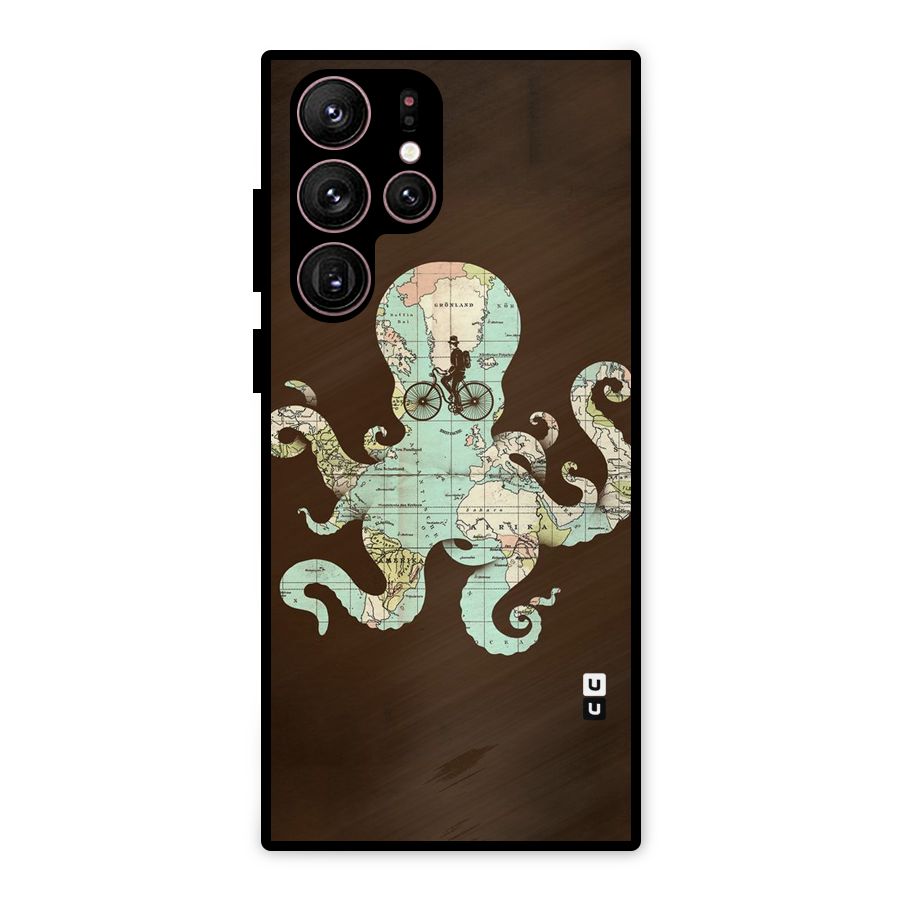 Travel Octopus Metal Back Case for Galaxy S22 Ultra 5G