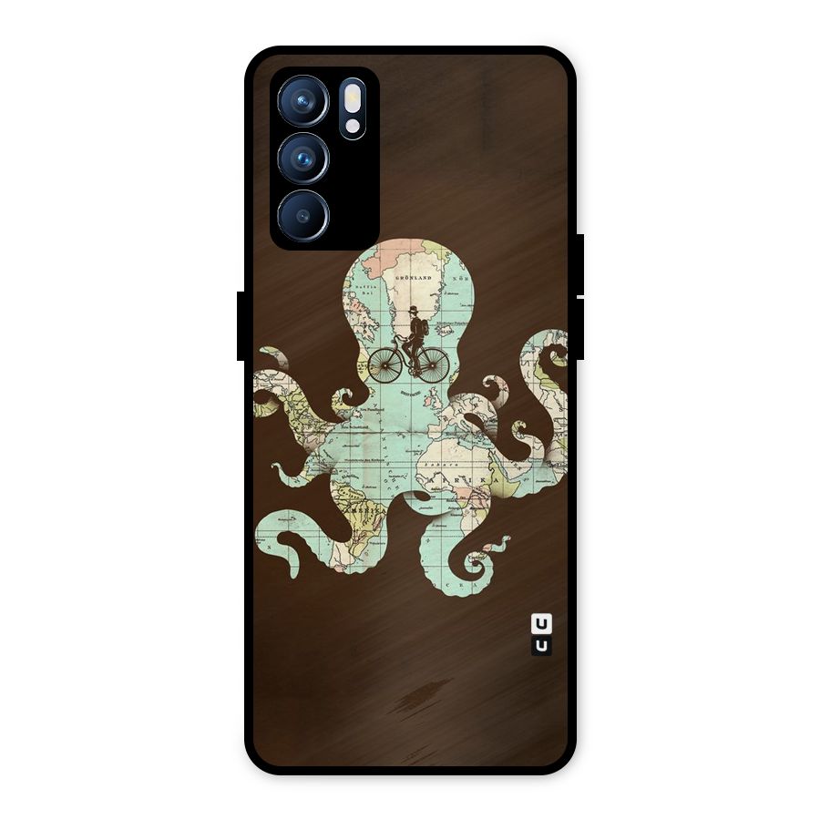 Travel Octopus Metal Back Case for Oppo Reno6 5G