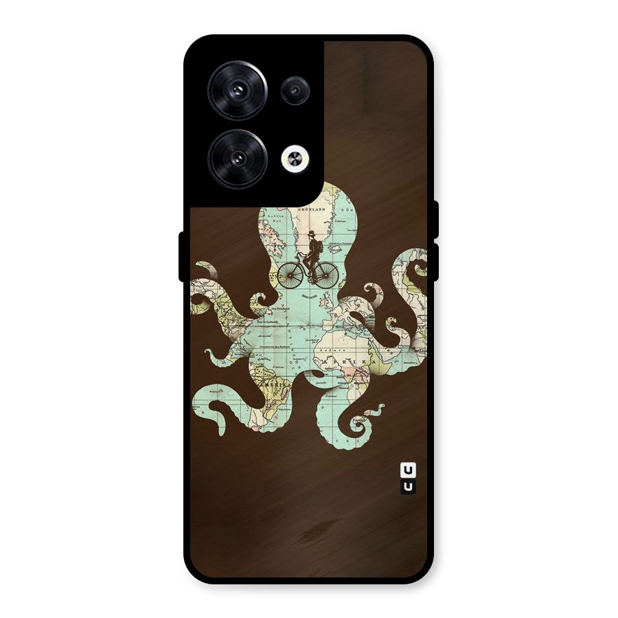 Travel Octopus Metal Back Case for Oppo Reno8 5G