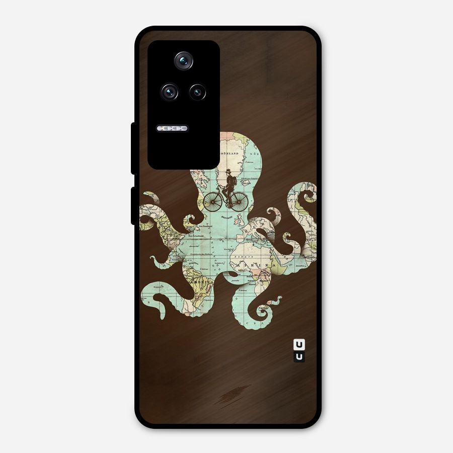 Travel Octopus Metal Back Case for Poco F4 5G
