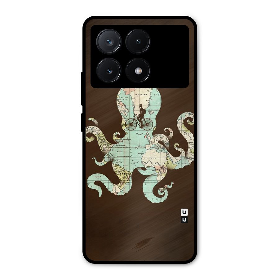 Travel Octopus Metal Back Case for Poco X6 Pro