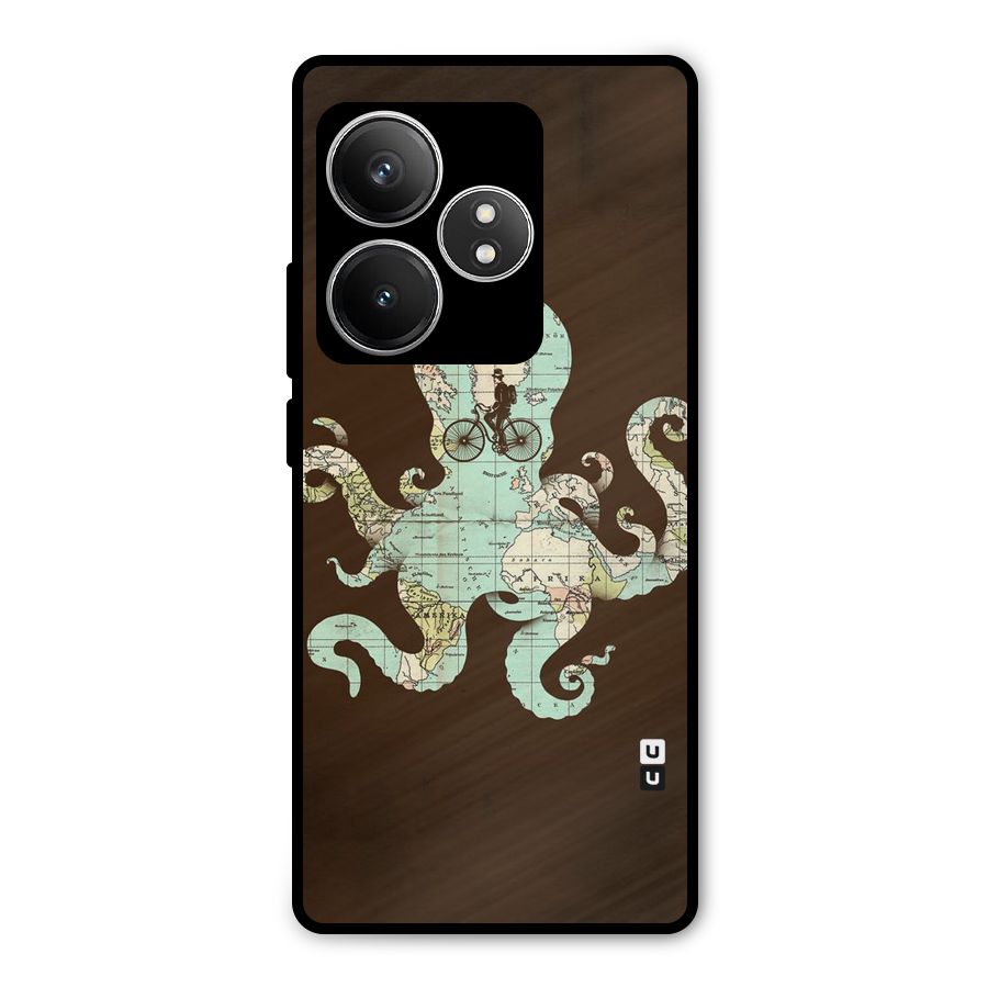 Travel Octopus Metal Back Case for Realme GT 6T